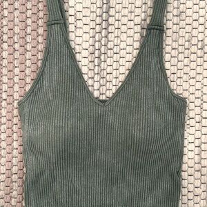 Green Ribbed Tank Top